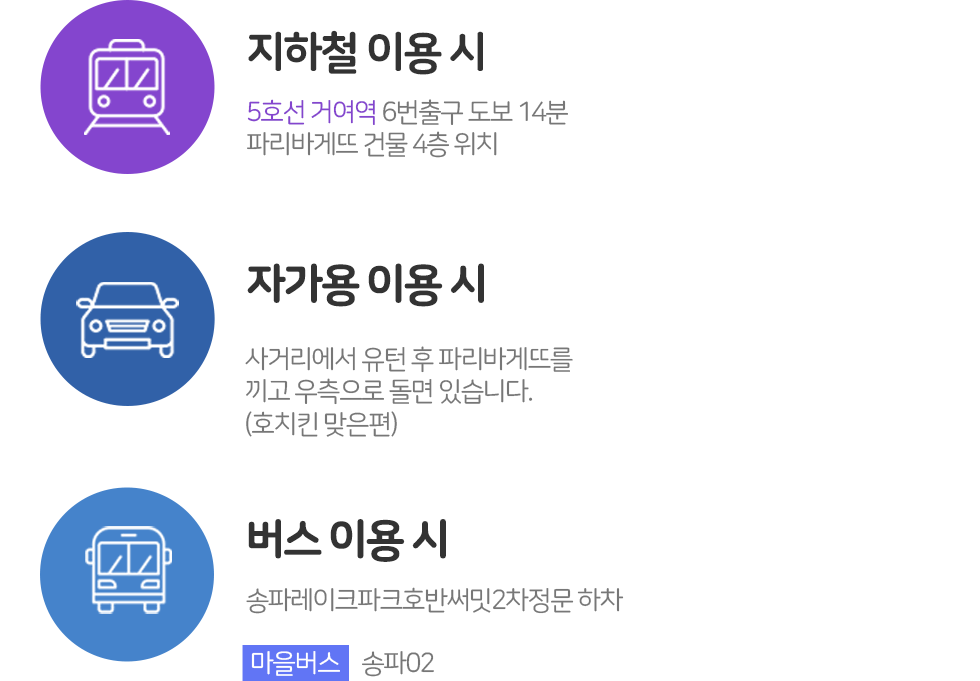 지하철,버스,자가용 이용시